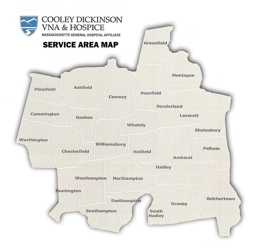 VNA Service Area Map - Western Massachusetts