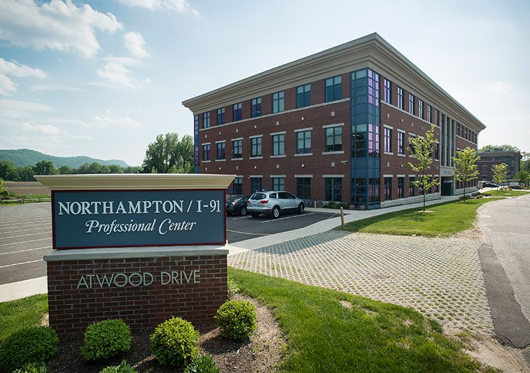 Entrance to Northampton Family Medicine, 22 Atwood Drive, Northampton, MA 01060.