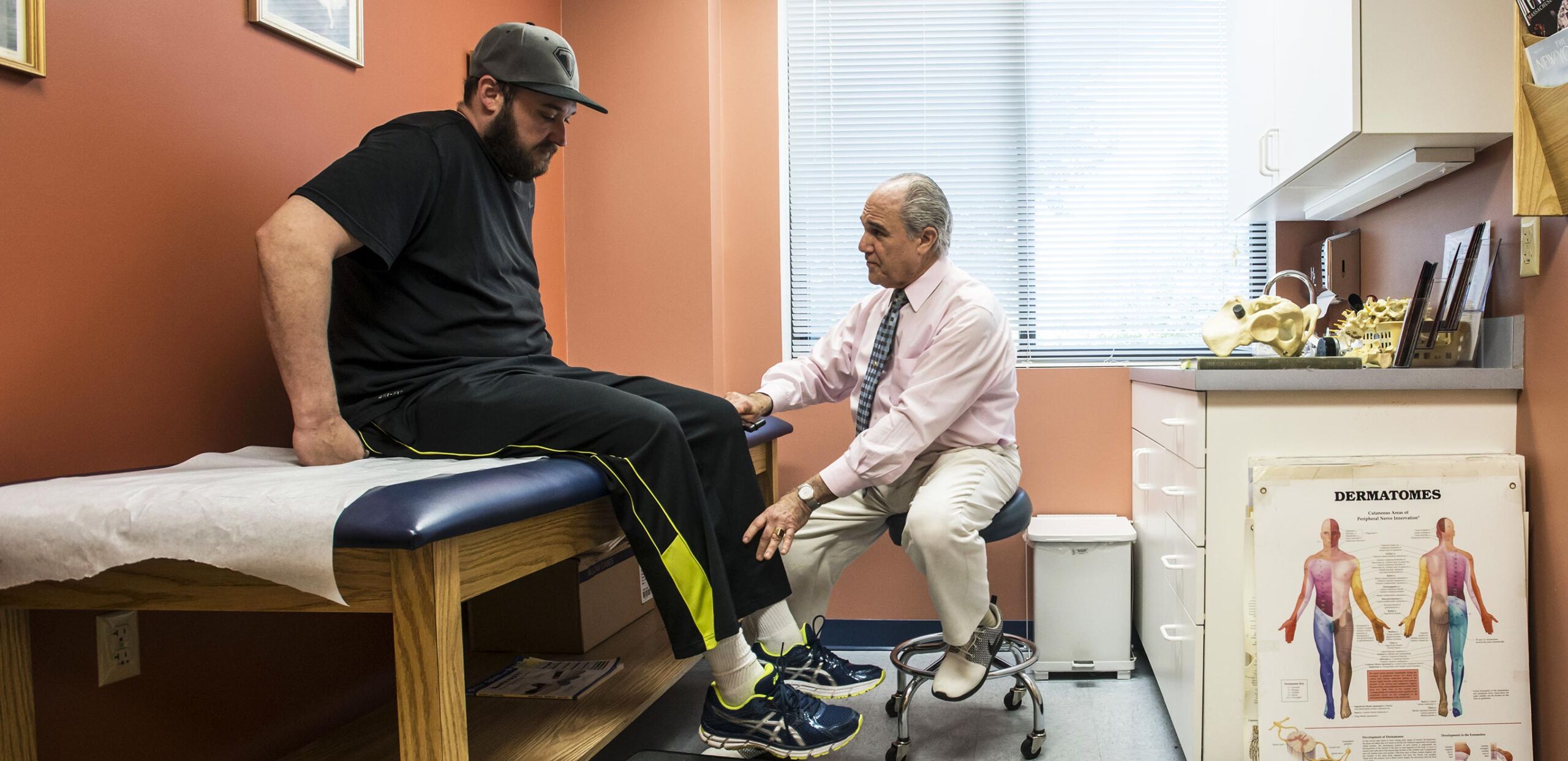 Richard Norris, MD, works with a patient at Cooley Dickinson Medical Group Spine Medicine, 22 Atwood Drive, Northampton, MA 10160.