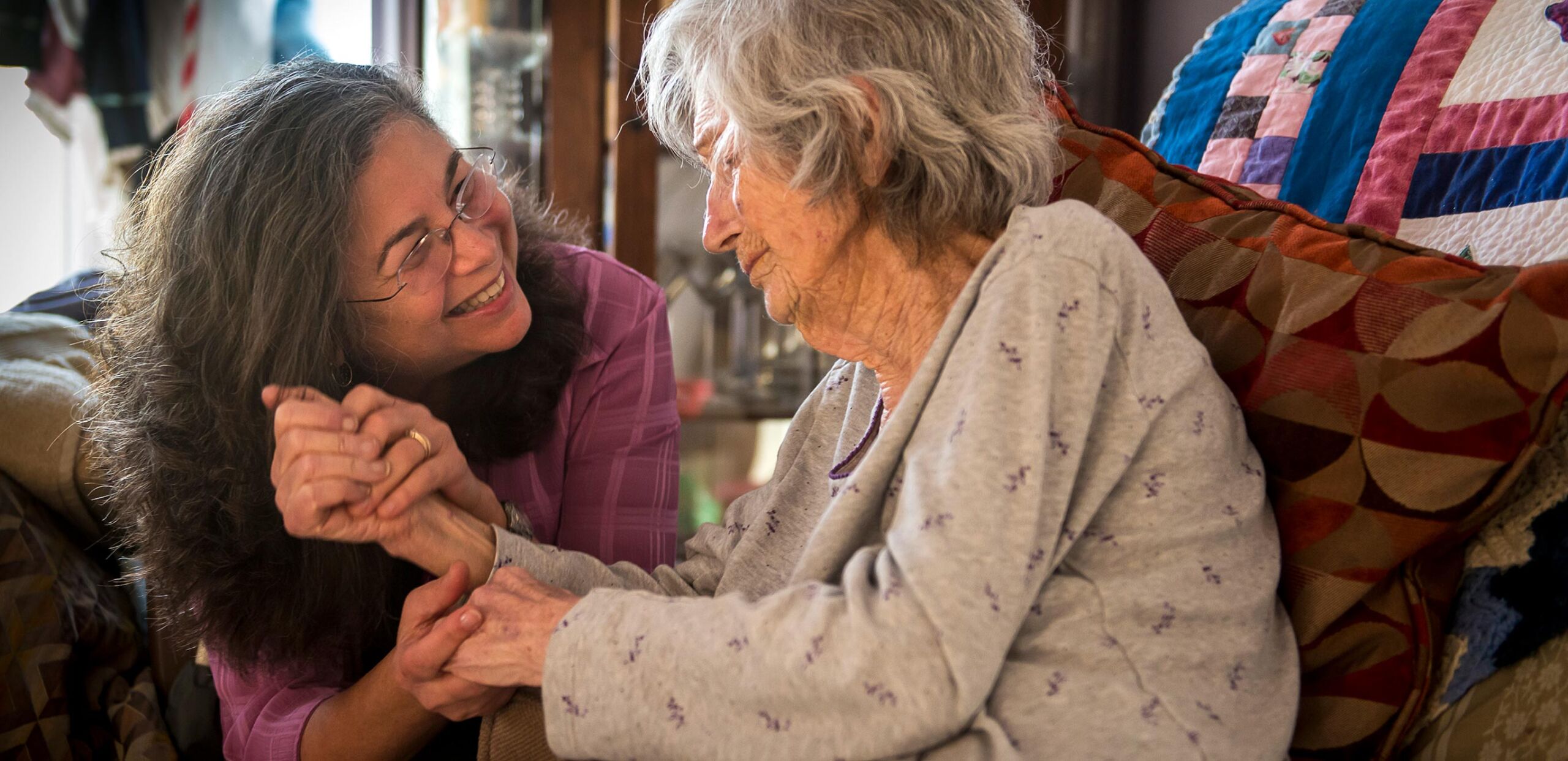 Hospice nurse works with elderly woman in her home, Cooley Dickinson Medical Group VNA & Hospice, Northampton, MA 01060.