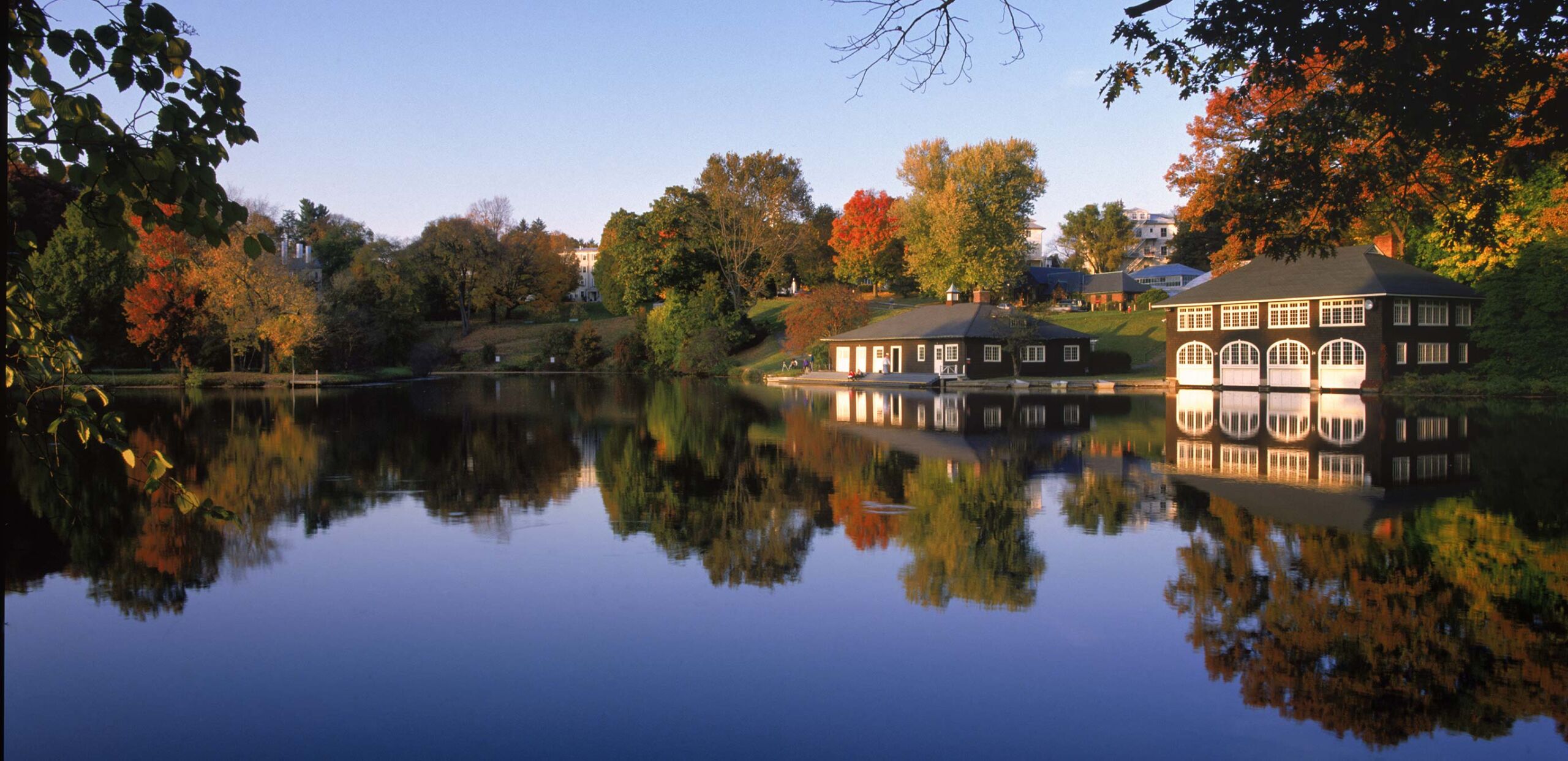 Smith College boathouses beside Paradise Pond, Northampton, MA 01060.