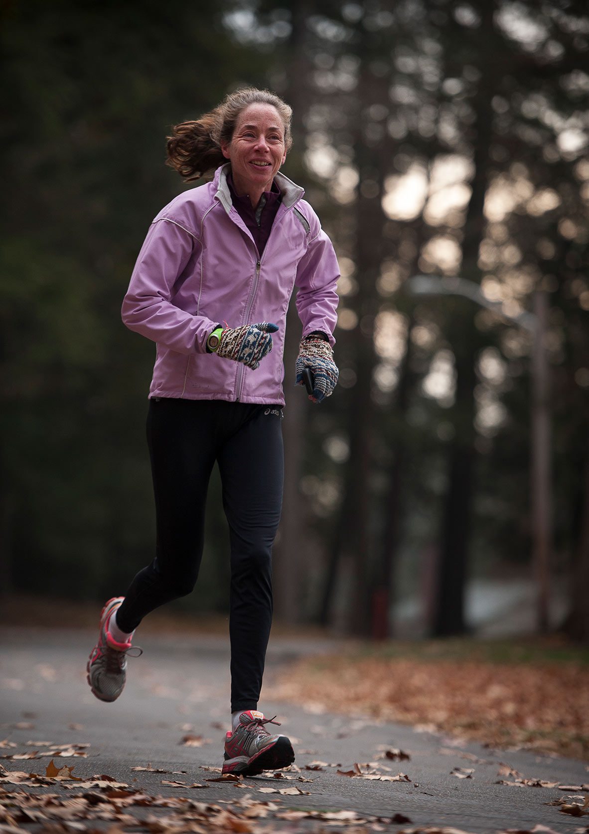 Woman jogging as part of cardiopulmonary rehabilitation program at Cooley Dickinson Hospital, Northampton, MA 01060.