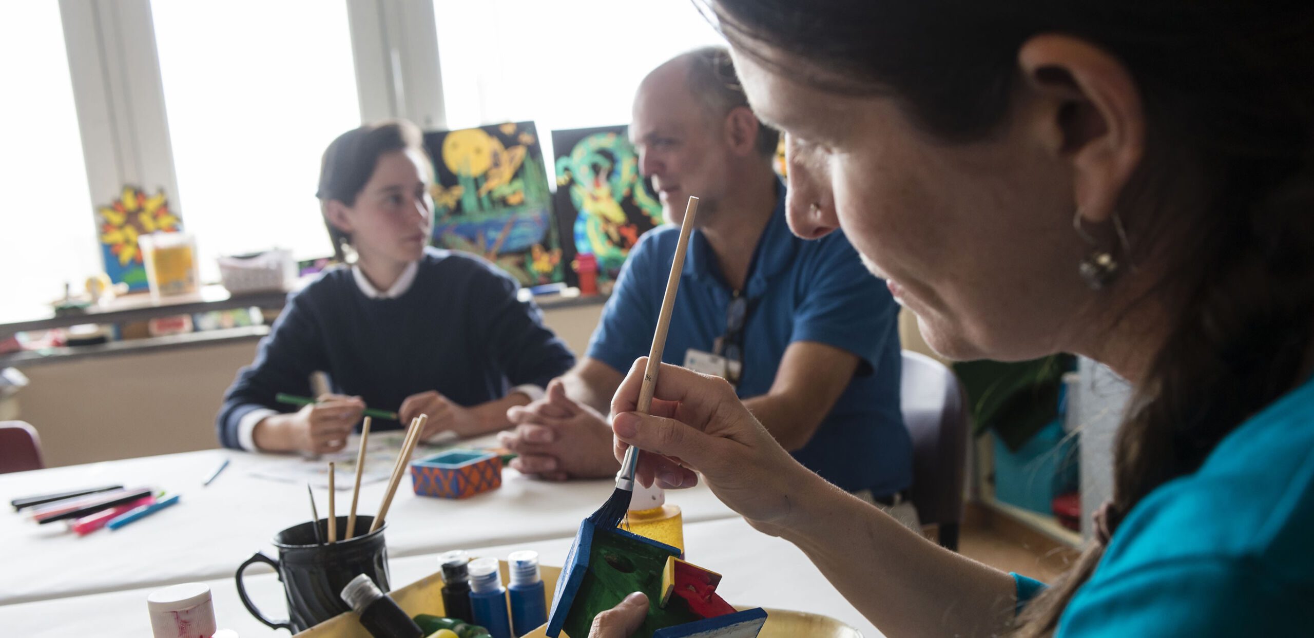 Patients in art therapy session, Cooley Dickinson Inpatient Behavioral Health Unit, Northampton, MA 01060.