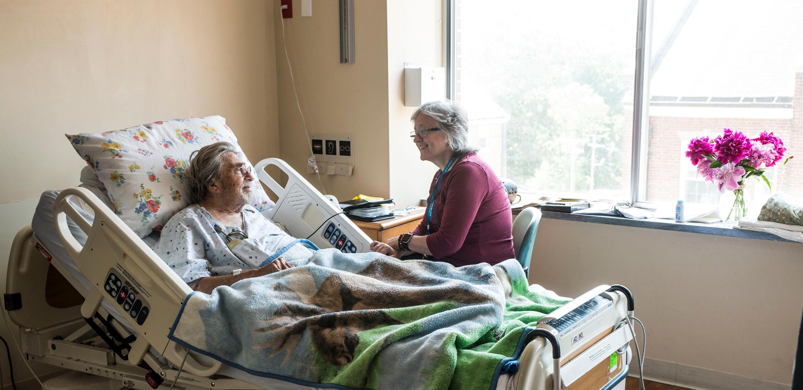 Social worker with patient - Cooley Dickinson Hospital