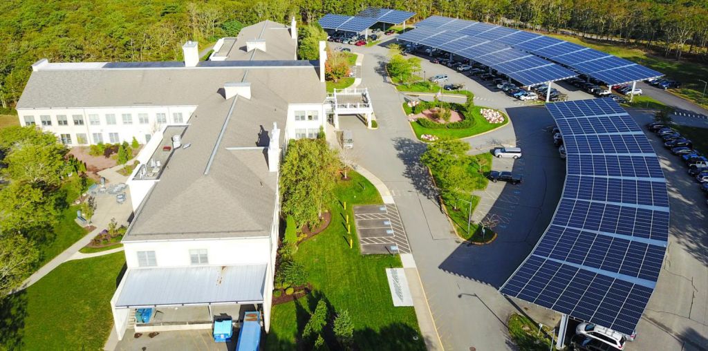 A solar canopy project by GE Solar like the one being considered for Cooley Dickinson parking areas.