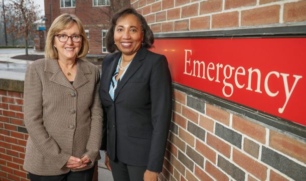 Kathleen McCartney, President of Smith College, with Cooley Dickinson President and CEO Lynnette M. Watkins, MD, MBA