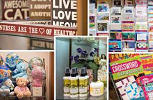 collage of items available in the gift shop