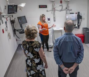 Members of the public viewing a newly renovated part of Cooley Dickinson's Emergency Department.