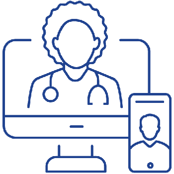 Graphic depiction of a virtual urgent care appointment